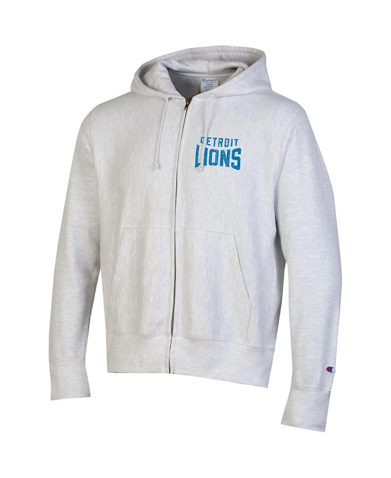 Champion Men's Heather Gray Detroit Lions Reverse Weave Full-Zip Hoodie