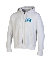 Champion Men's Heather Gray Detroit Lions Reverse Weave Full-Zip Hoodie