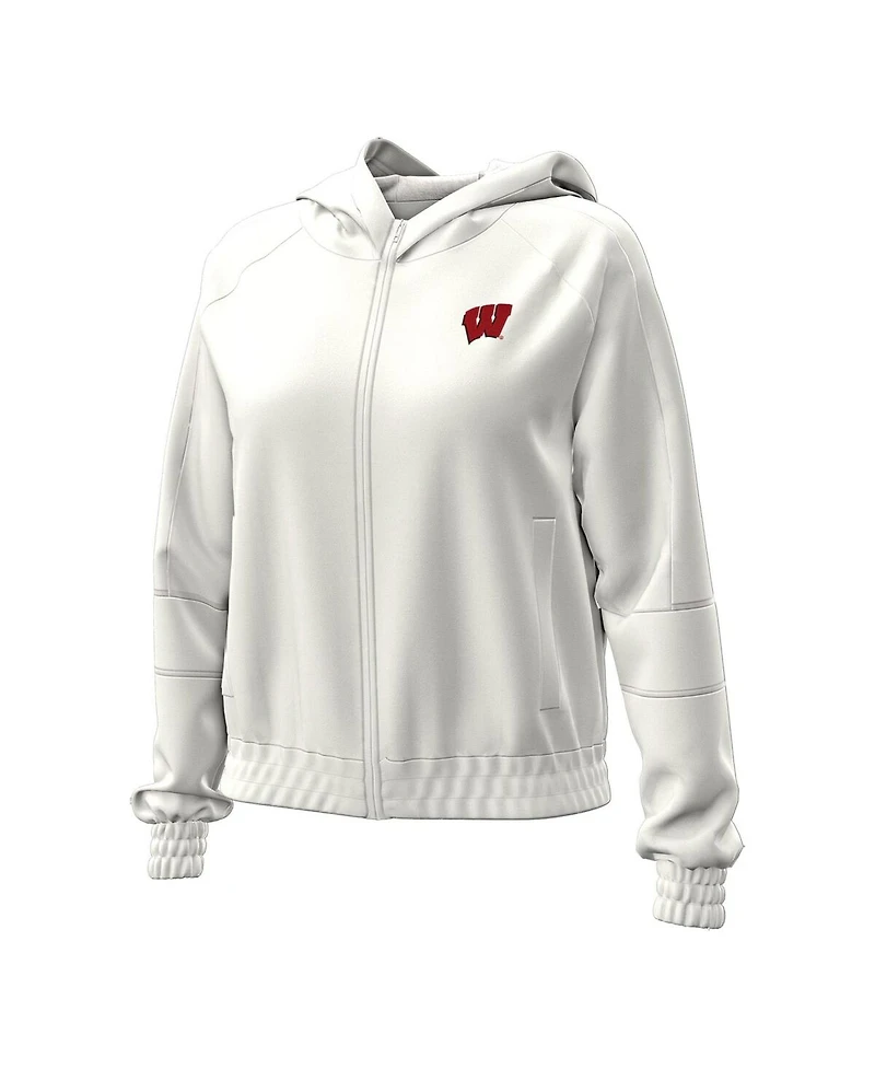 Under Armour Women's Natural Wisconsin Badgers Gameday Rival Fleece Full-Zip Cropped Hoodie