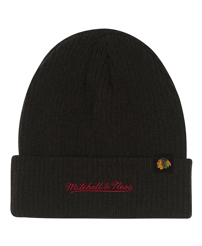 Mitchell & Ness Big Boys and Girls Black Chicago Blackhawks Neon Line Lights Cuffed Knit Hat