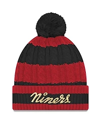 New Era Women's Black San Francisco 49ers 2025 Rivalries Collection Braided Cuffed Pom with Knit Hat