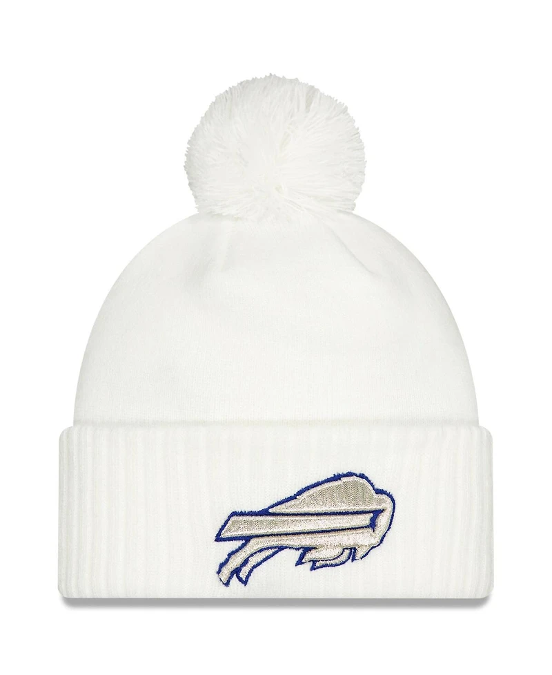 New Era Men's White Buffalo Bills 2025 Rivalries Collection Sideline Cuffed Pom with Knit Hat