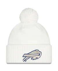 New Era Men's White Buffalo Bills 2025 Rivalries Collection Sideline Cuffed Pom with Knit Hat