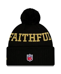 New Era Men's Black San Francisco 49ers 2025 Rivalries Collection Sideline Cuffed Pom with Knit Hat