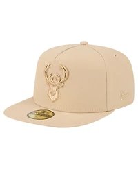 New Era Men's Khaki Milwaukee Bucks Color Pack A-Frame 59FIFTY Fitted Hat