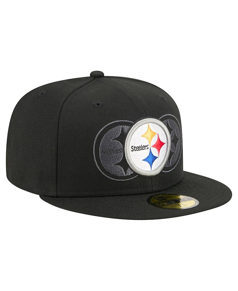 New Era Men's Black Pittsburgh Steelers Tri-Hit 59FIFTY Fitted Hat
