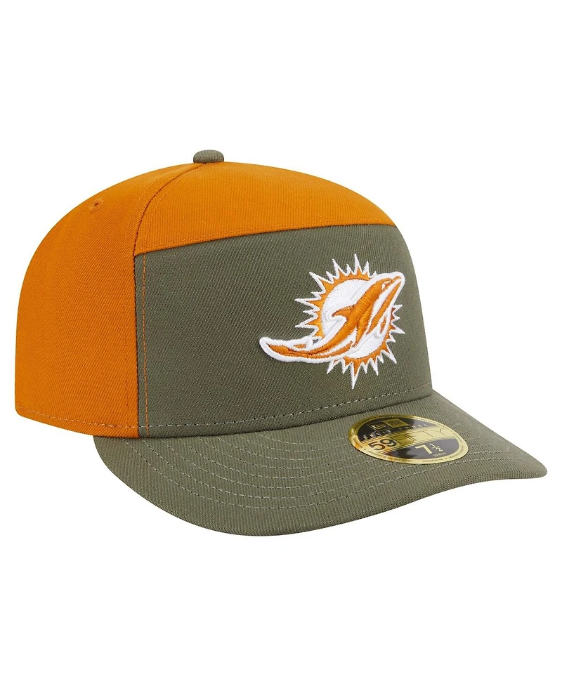 New Era Men's Olive/Brown Miami Dolphins Two-Tone Color Pack Split Panel 59FIFTY Fitted Hat