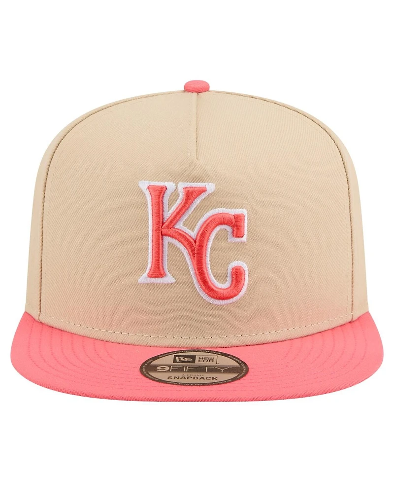 New Era Men's Light Beige/Coral Kansas City Royals Color Pack A-Frame 9FIFTY Snapback Hat