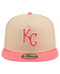 New Era Men's Light Beige/Coral Kansas City Royals Color Pack A-Frame 9FIFTY Snapback Hat