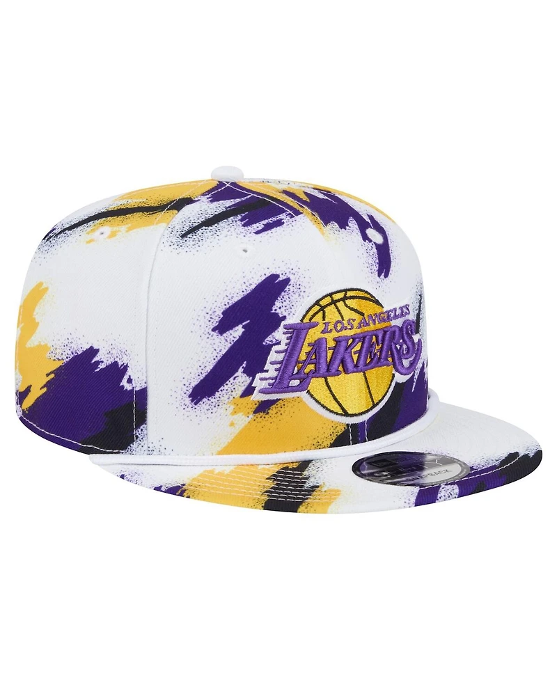 New Era Men's White Los Angeles Lakers Paint 9FIFTY Snapback Hat