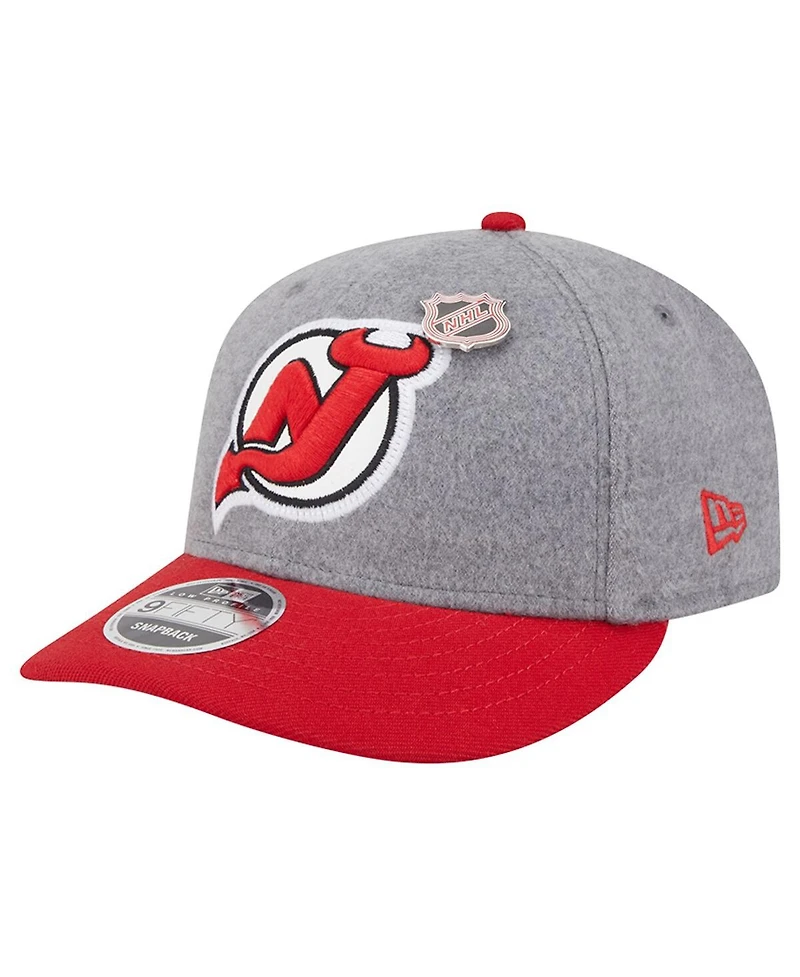 New Era Men's Gray/Red New Jersey Devils Wool Pin Low Profile 9FIFTY Snapback Hat