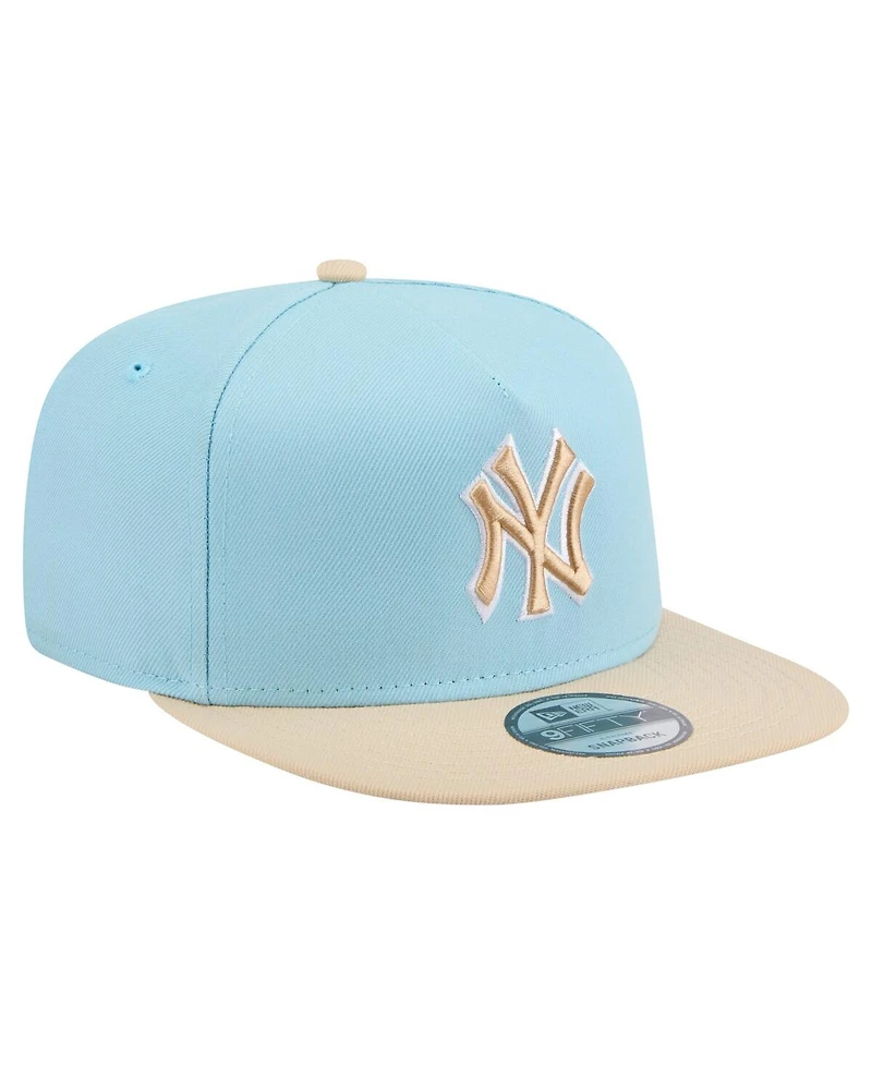 New Era Men's Light Blue/Light Beige New York Yankees Color Pack A-Frame 9FIFTY Snapback Hat