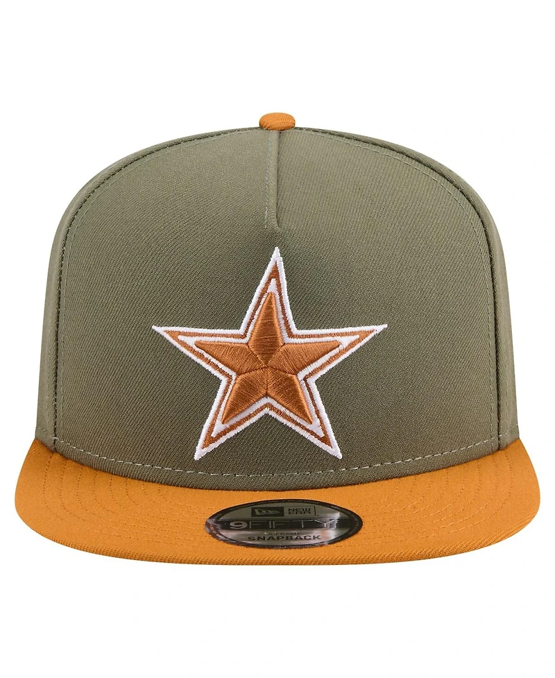 New Era Men's Olive/Brown Dallas Cowboys Two-Tone A-Frame 9FIFTY Snapback Hat