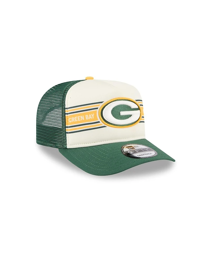 New Era Men's Cream/Green Green Bay Packers Banner A-Frame 9FIFTY Trucker Snapback Hat