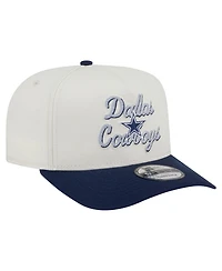 New Era Men's Cream/Navy Dallas Cowboys Chainstitch A-Frame 9FIFTY Adjustable Hat