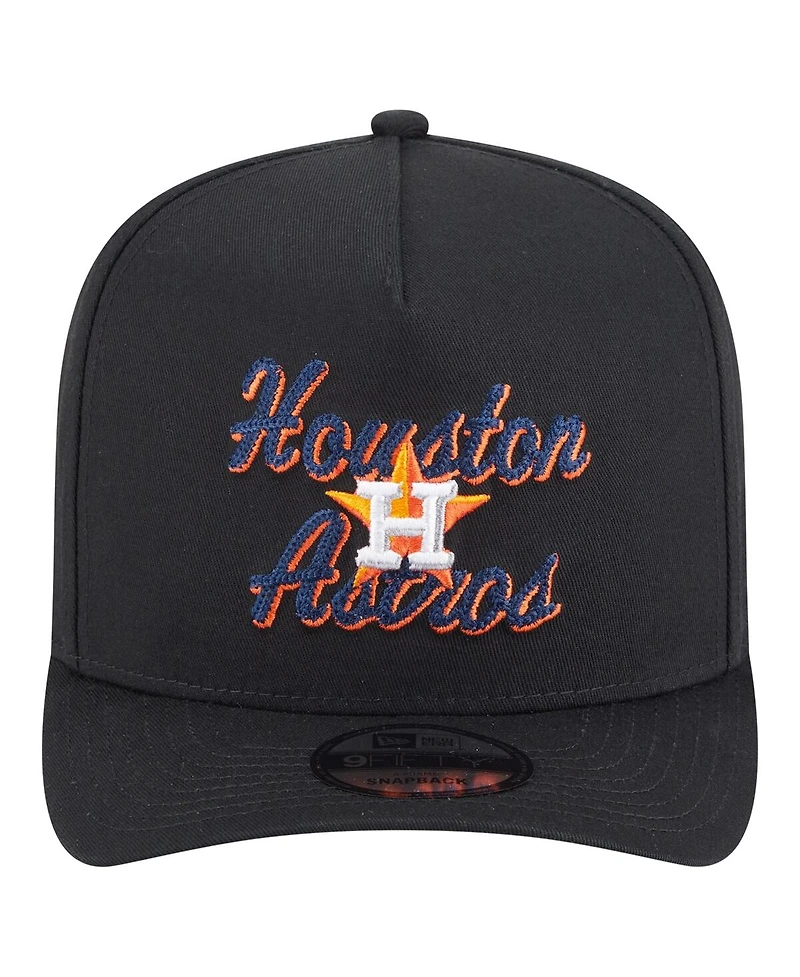 New Era Men's Black Houston Astros Chainstitch 9FIFTY A-Frame Snapback Hat