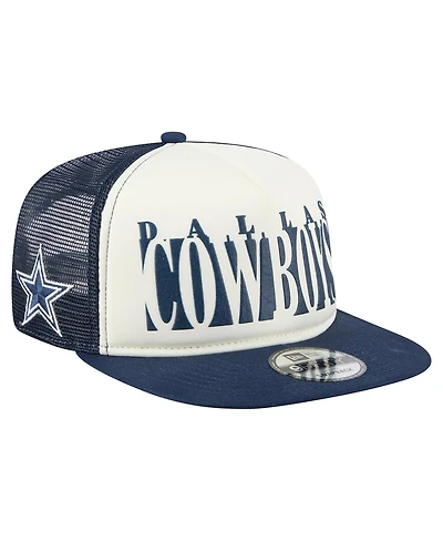 New Era Men's Cream/Navy Dallas Cowboys Cutout A-Frame 9FIFTY Snapback Hat