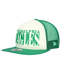 New Era Men's Cream/Kelly Green Philadelphia Eagles Throwback Cutout A-Frame 9FIFTY Snapback Hat