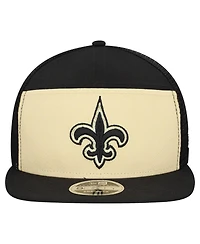 New Era Men's Gold/Black New Orleans Saints Outdoor Split Panel 9FIFTY Snapback Hat