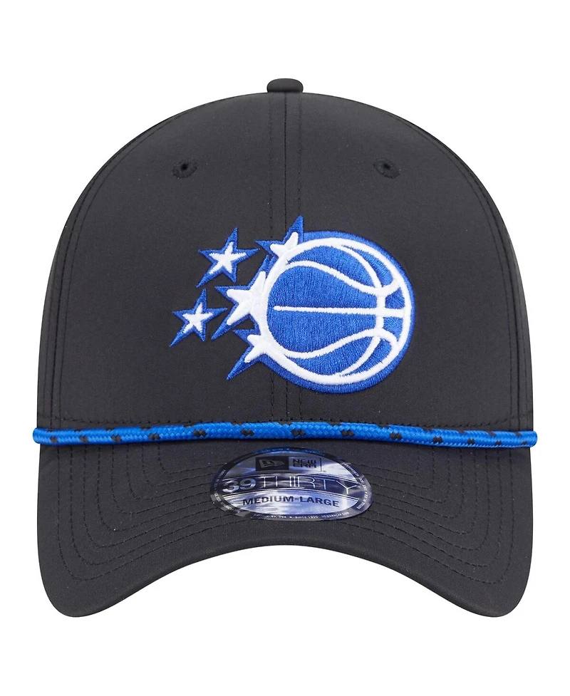 New Era Men's Black Orlando Magic Featherweight Poly Rope Flex 39Thirty Hat