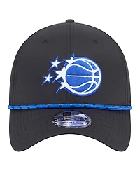 New Era Men's Black Orlando Magic Featherweight Poly Rope Flex 39Thirty Hat
