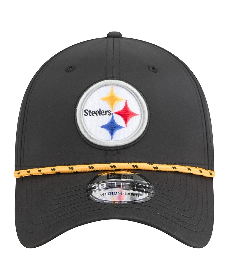 New Era Men's Black Pittsburgh Steelers Perforated 39THIRTY Flex Hat