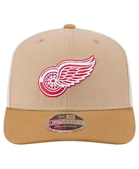 New Era Men's Tan/Light Brown Detroit Red Wings Two-Tone Trucker 9SEVENTY Stretch Snap Adjustable Hat