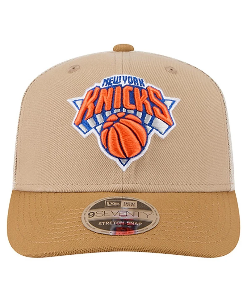 New Era Men's Tan/Light Brown New York Knicks Two-Tone 9SEVENTY Adjustable Trucker Hat