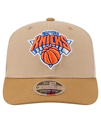 New Era Men's Tan/Light Brown New York Knicks Two-Tone 9SEVENTY Adjustable Trucker Hat