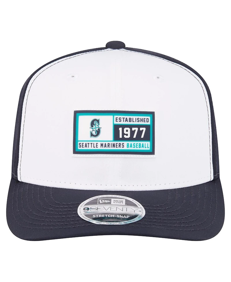 New Era Men's White/Navy Seattle Mariners Established Patch 9SEVENTY Adjustable Hat