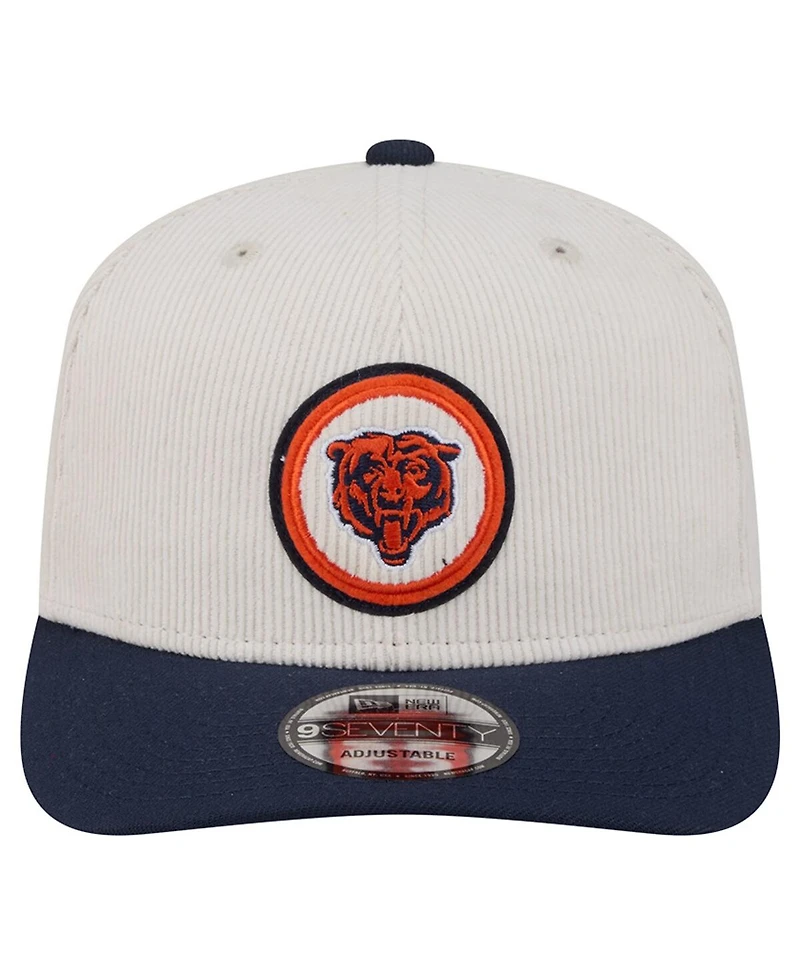New Era Men's Stone/Navy Chicago Bears Loyal Corduroy 9SEVENTY Adjustable Hat