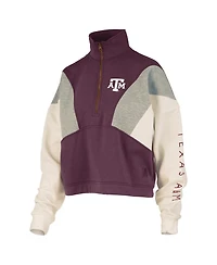 Pressbox Women's Maroon Texas A M Aggies Ferrara Color Block Quarter-Zip Sweatshirt