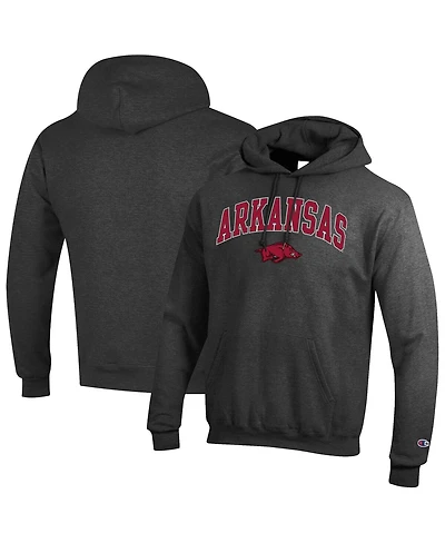 Champion Men's Charcoal Arkansas Razorbacks Arched Logo Fleece Pullover Hoodie