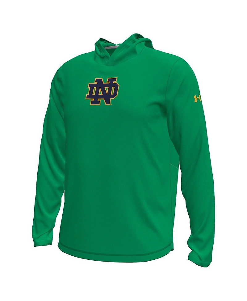 Under Armour Men's Kelly Green Notre Dame Fighting Irish Sideline Knockout Long-Sleeve Hooded T-Shirt