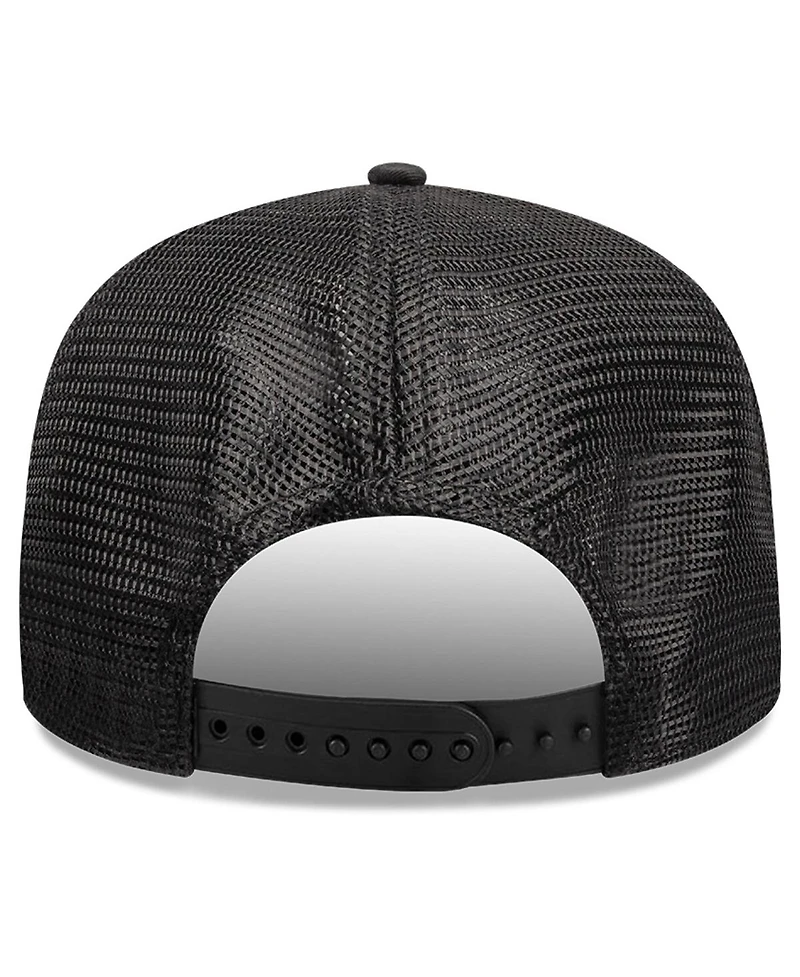 New Era Men's Black Golden State Warriors Quilted Nylon 9SEVENTY Trucker Adjustable Hat