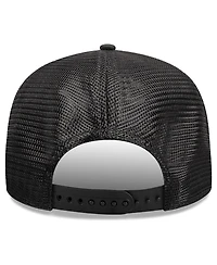 New Era Men's Black Golden State Warriors Quilted Nylon 9SEVENTY Trucker Adjustable Hat