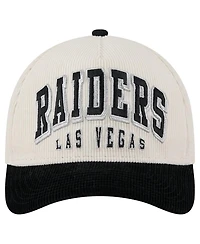 New Era Men's Cream/Black Las Vegas Raiders Two-Tone Sided Corduroy 9FORTY A-Frame Adjustable Hat