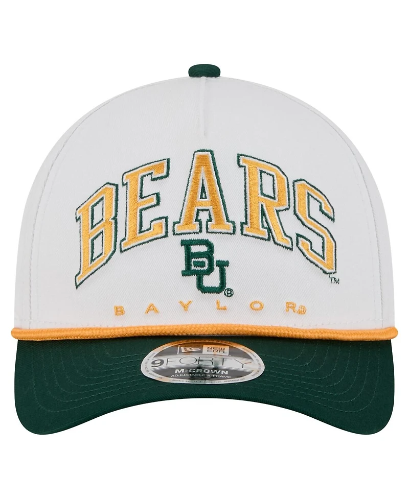 New Era Men's White/Green Baylor Bears Arch Two-Tone Rope 9FORTY A-Frame M-Crown Adjustable Hat