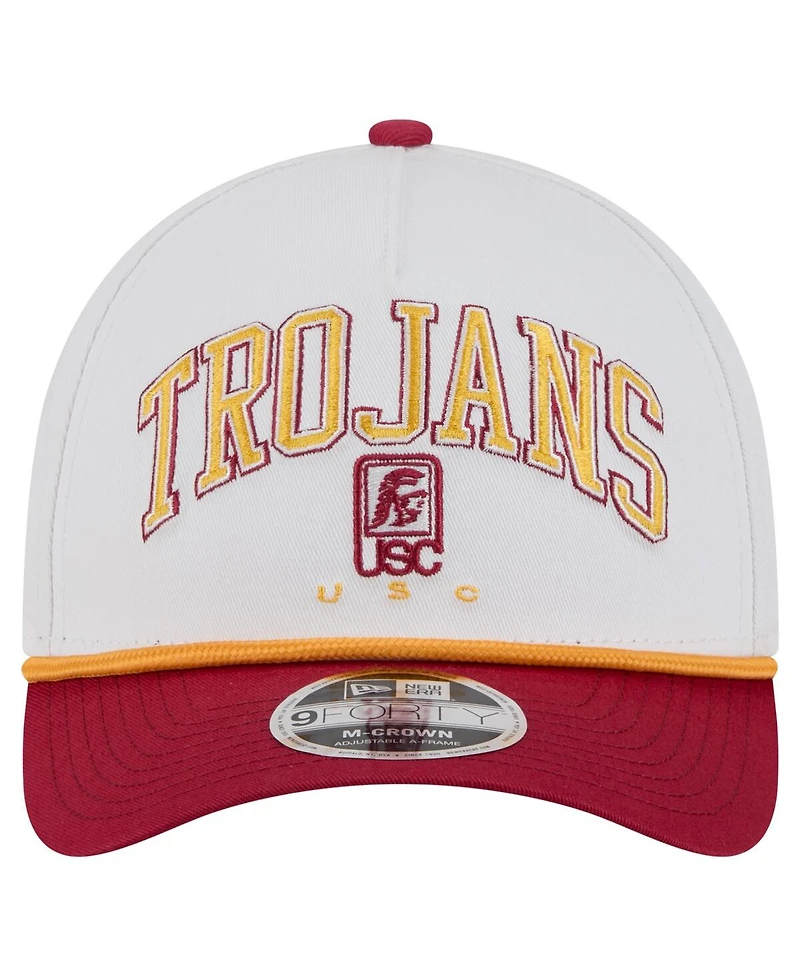 New Era Men's White/Cardinal Usc Trojans Arch Two-Tone Rope 9FORTY A-Frame M-Crown Adjustable Hat