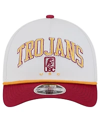 New Era Men's White/Cardinal Usc Trojans Arch Two-Tone Rope 9FORTY A-Frame M-Crown Adjustable Hat