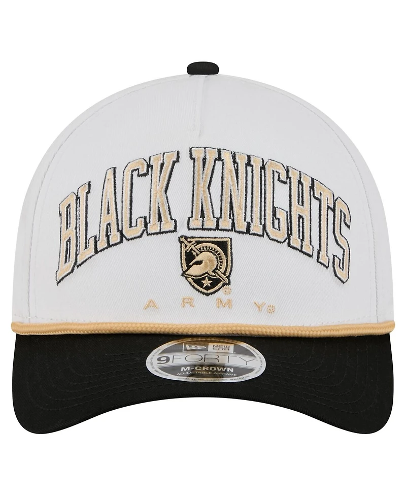 New Era Men's White/Black Army Black Knights Arch Two-Tone Rope 9FORTY A-Frame M-Crown Adjustable Hat