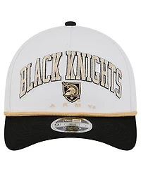New Era Men's White/Black Army Black Knights Arch Two-Tone Rope 9FORTY A-Frame M-Crown Adjustable Hat
