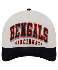New Era Men's Cream/Black Cincinnati Bengals Head Two-Tone Sided Corduroy 9FORTY A-Frame Adjustable Hat