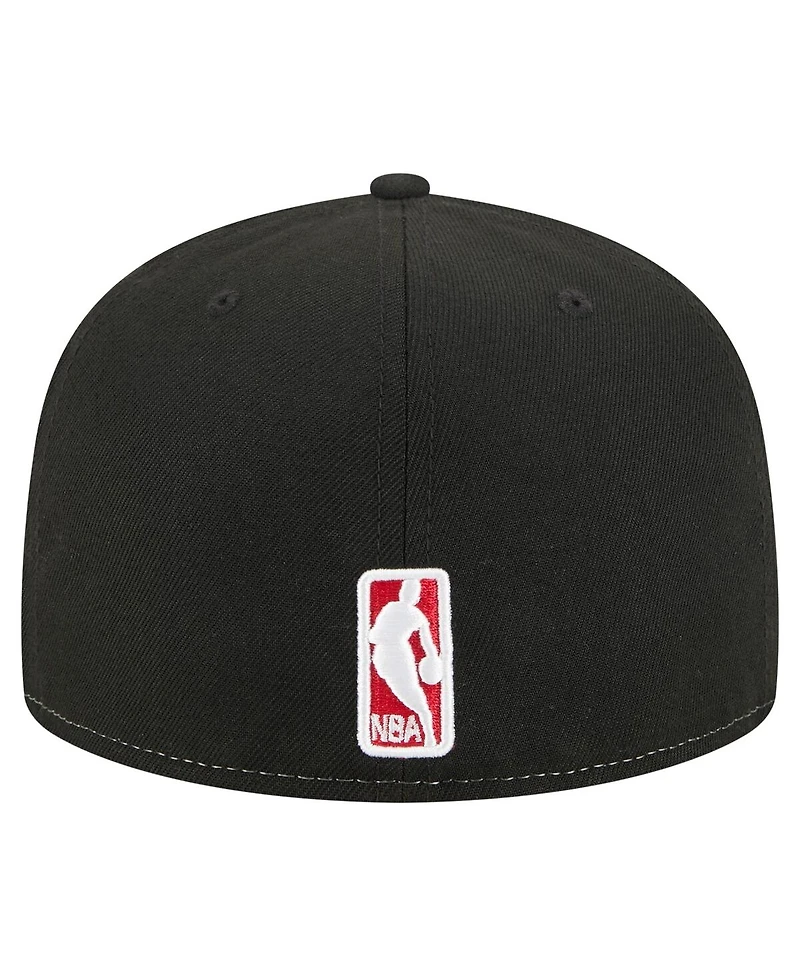 New Era Men's White/Black Chicago Bulls Repeat 59Fifty Fitted Hat
