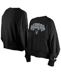 New Era Girl's Black Las Vegas Raiders Flip Sequin Sweatshirt