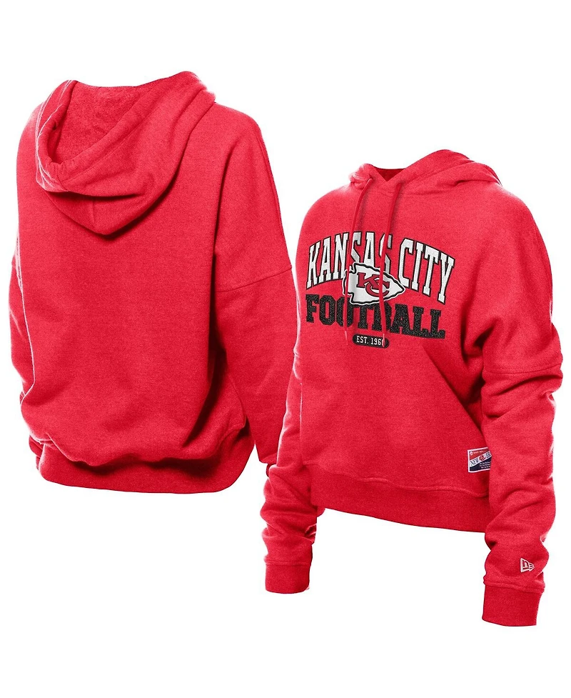 New Era Women's Red Kansas City Chiefs Throwback Boxy Hoodie Sweatshirt