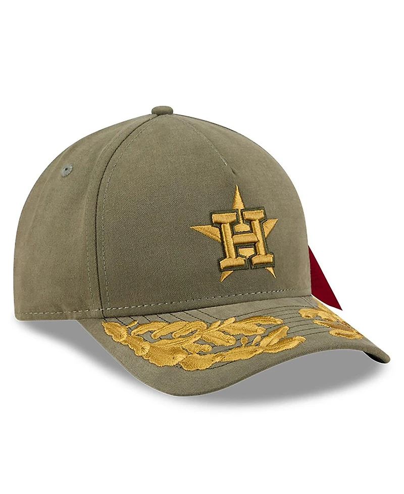 New Era Men's Olive Houston Astros A-Frame 9FORTY Adjustable Hat