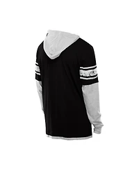 New Era Men's Black Las Vegas Raiders Twofer Layered Long Sleeve Hoodie T-Shirt