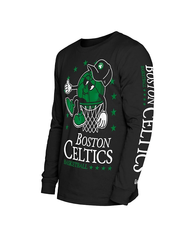 New Era Men's Black Boston Celtics Old School Sport Long Sleeve T-Shirt