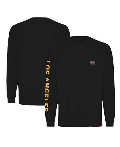Sportiqe Men's and Women's Black Los Angeles Lakers Wales Heavyweight Pocket Long Sleeve T-Shirt